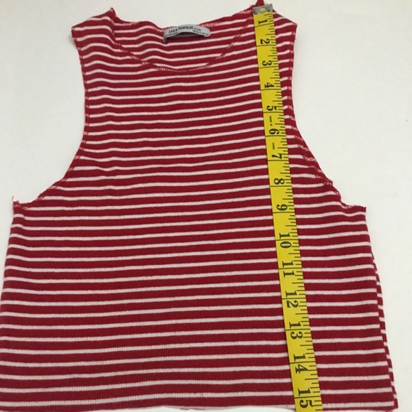 Zara Trafaluc Women’s Top Striped Red & Withe Color Size Small - Picture 3 of 4